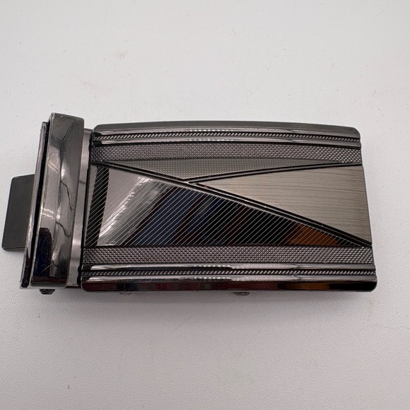 Other - Gunmetal Grey Automatic Ratchet Belt Buckle Geometric Textured Sliding Buckle